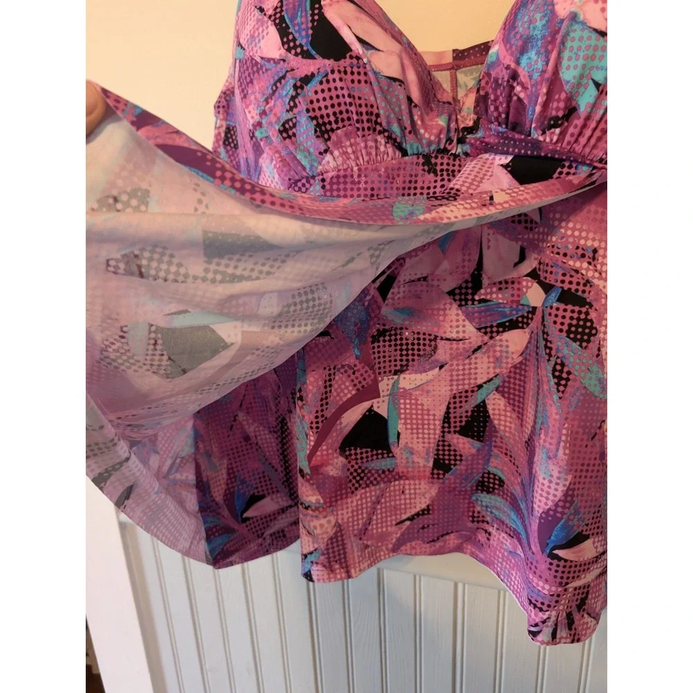 Swimsuits For All Floral Tankini Top 44C Pink Modest Swimwear Swimsuit